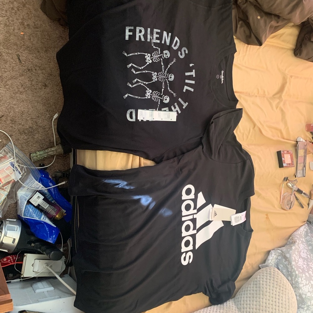 Adidas Black T-Shirt with Bold Logo and Skeleton Graphic